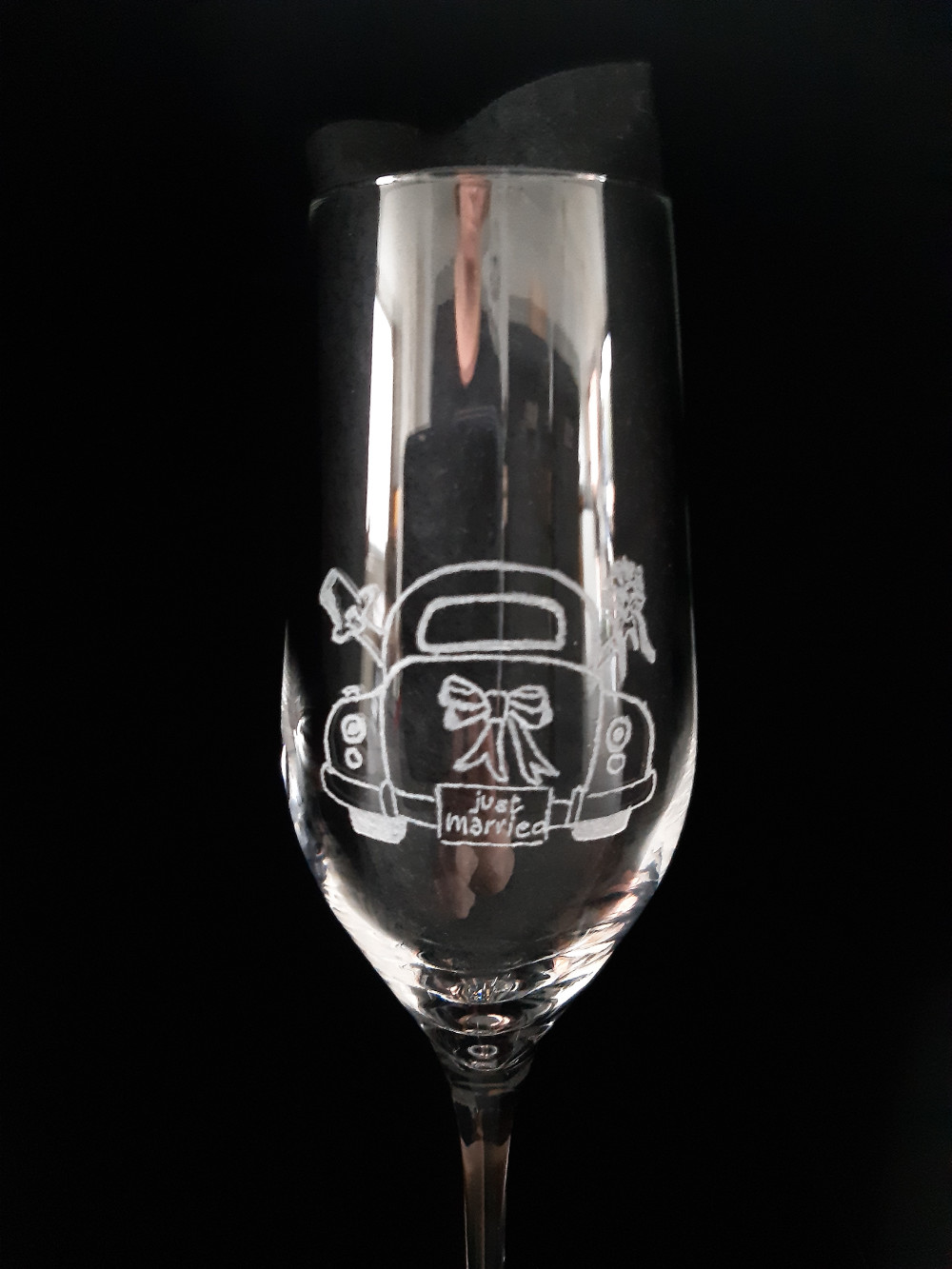 glasgravure champagneglas thema huwelijk creatieve nootje